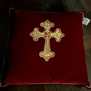 FRONTGATE Red Velvet Frontgate Cross Pillow